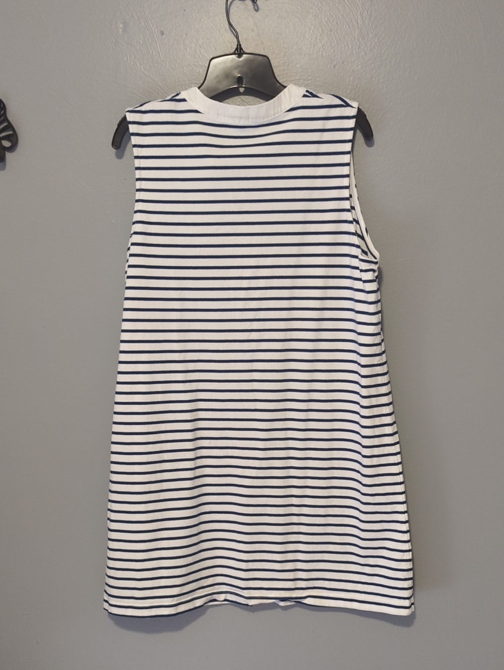 Draper James White & Navy Striped Sleeveless Casual Dress Gold Buttons XL - Picture 8 of 10